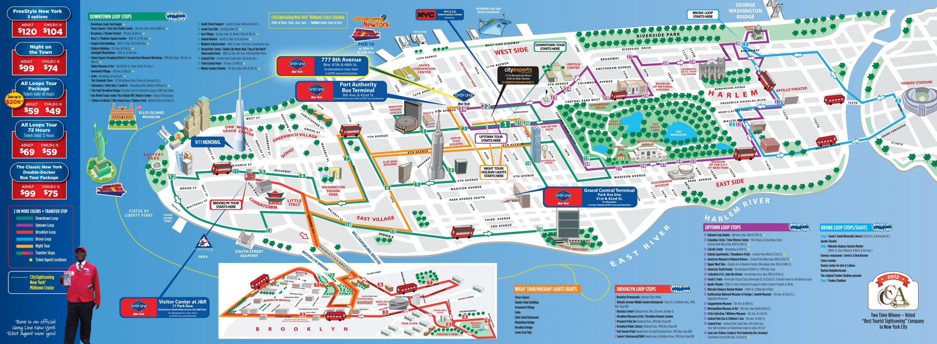 Hop On Hop Off New York Map New York Hop On Hop Off Bus Route Map New York Usa 1973