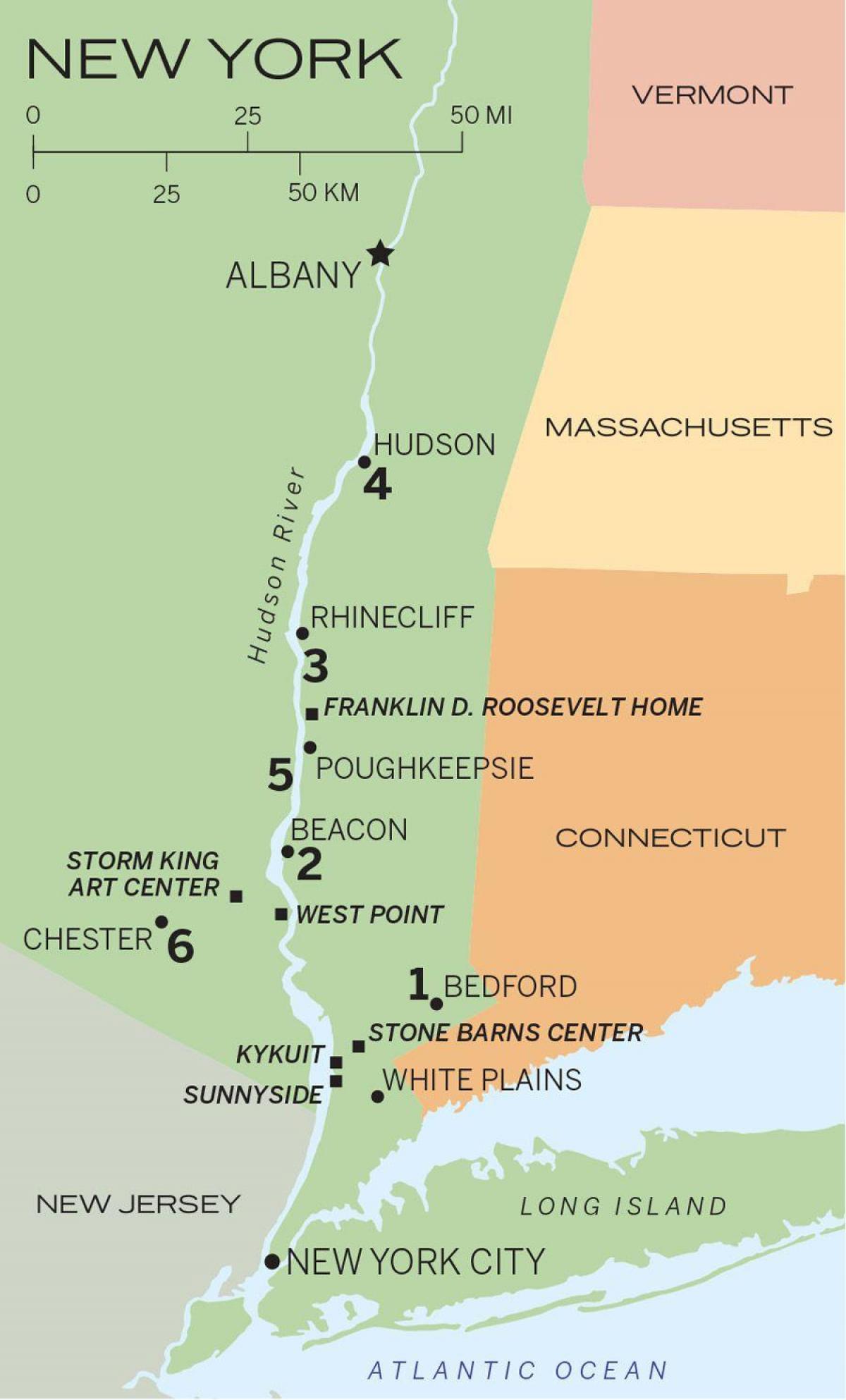 hudson river map NYC