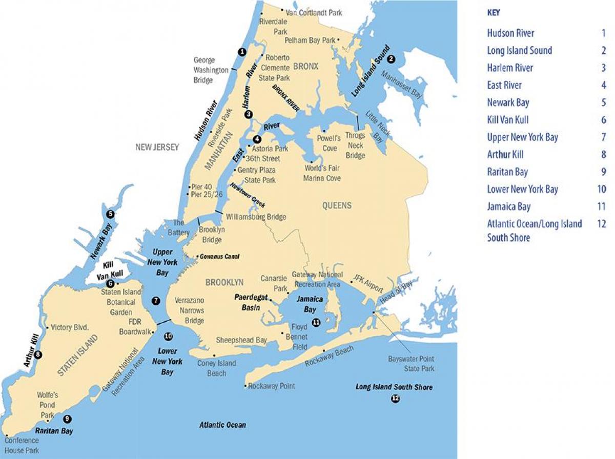 New York City rivers map - New York City river map (New York - USA)