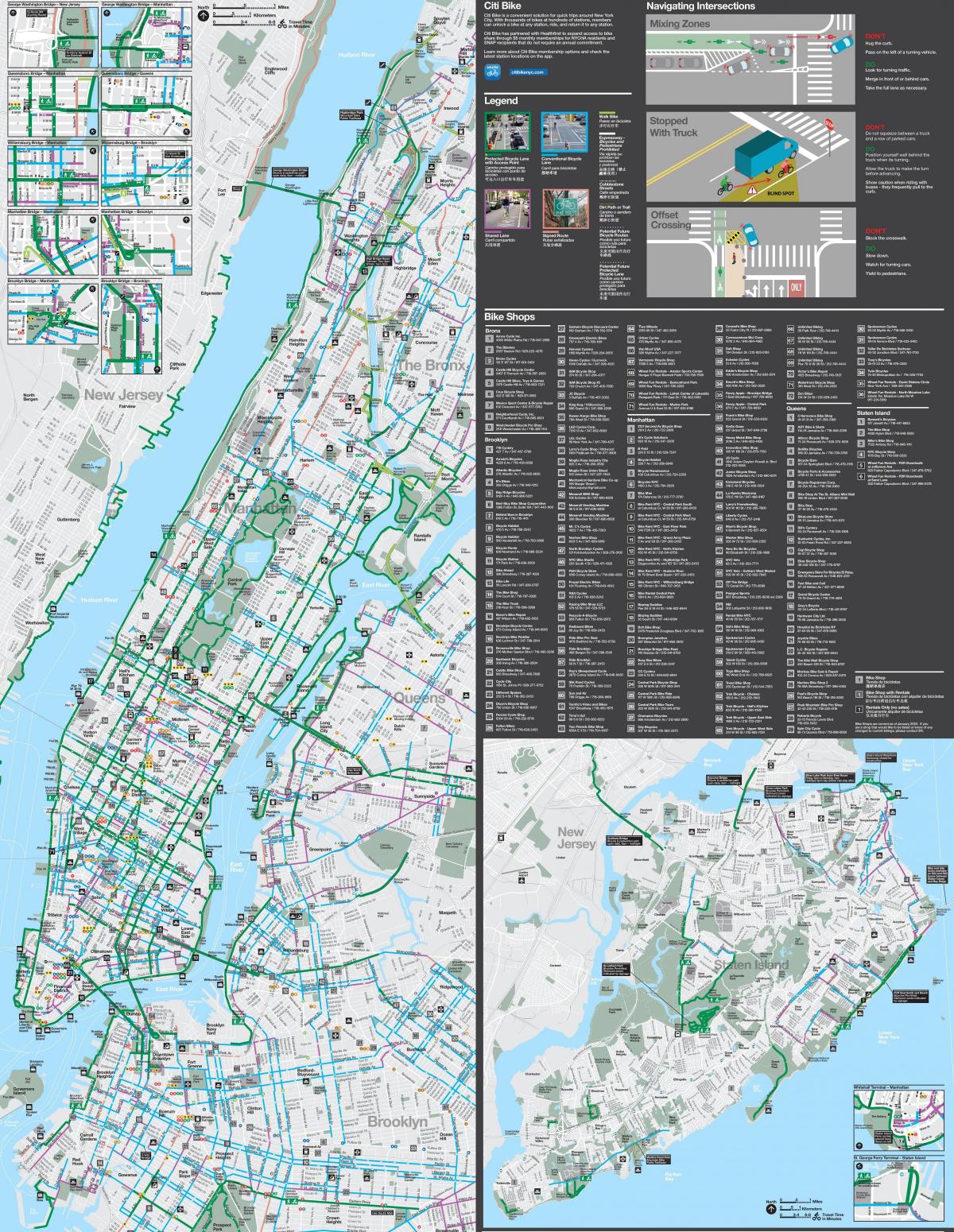 Nyc Bike Lane Map Nyc Cycling Map New York Usa