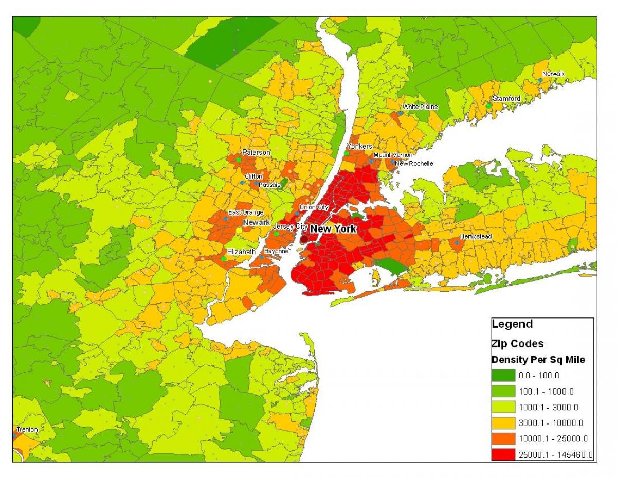 NYC population density map New York City population map (New York USA)