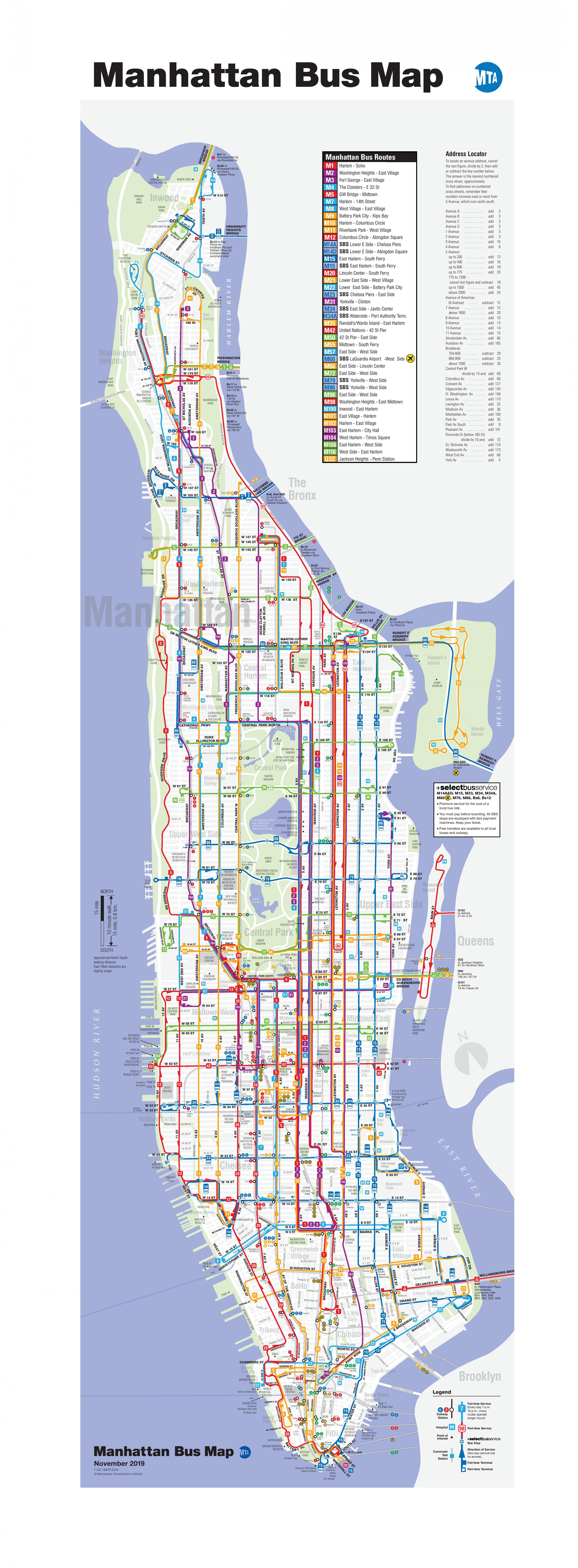 New York bus map - NYC bus route map (New York - USA)