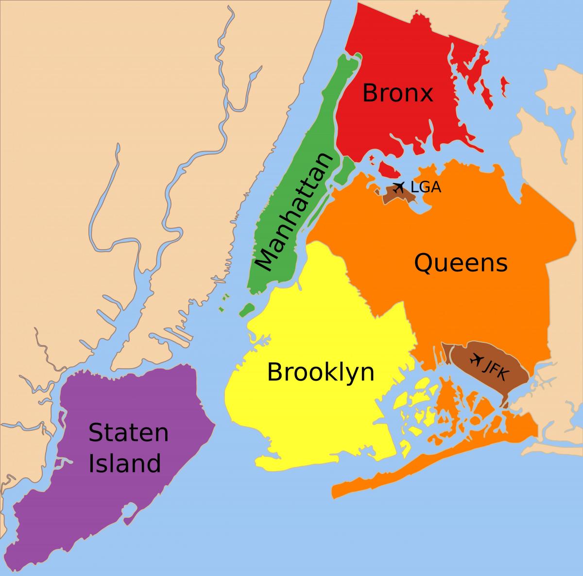 map of the five boroughs of New York City