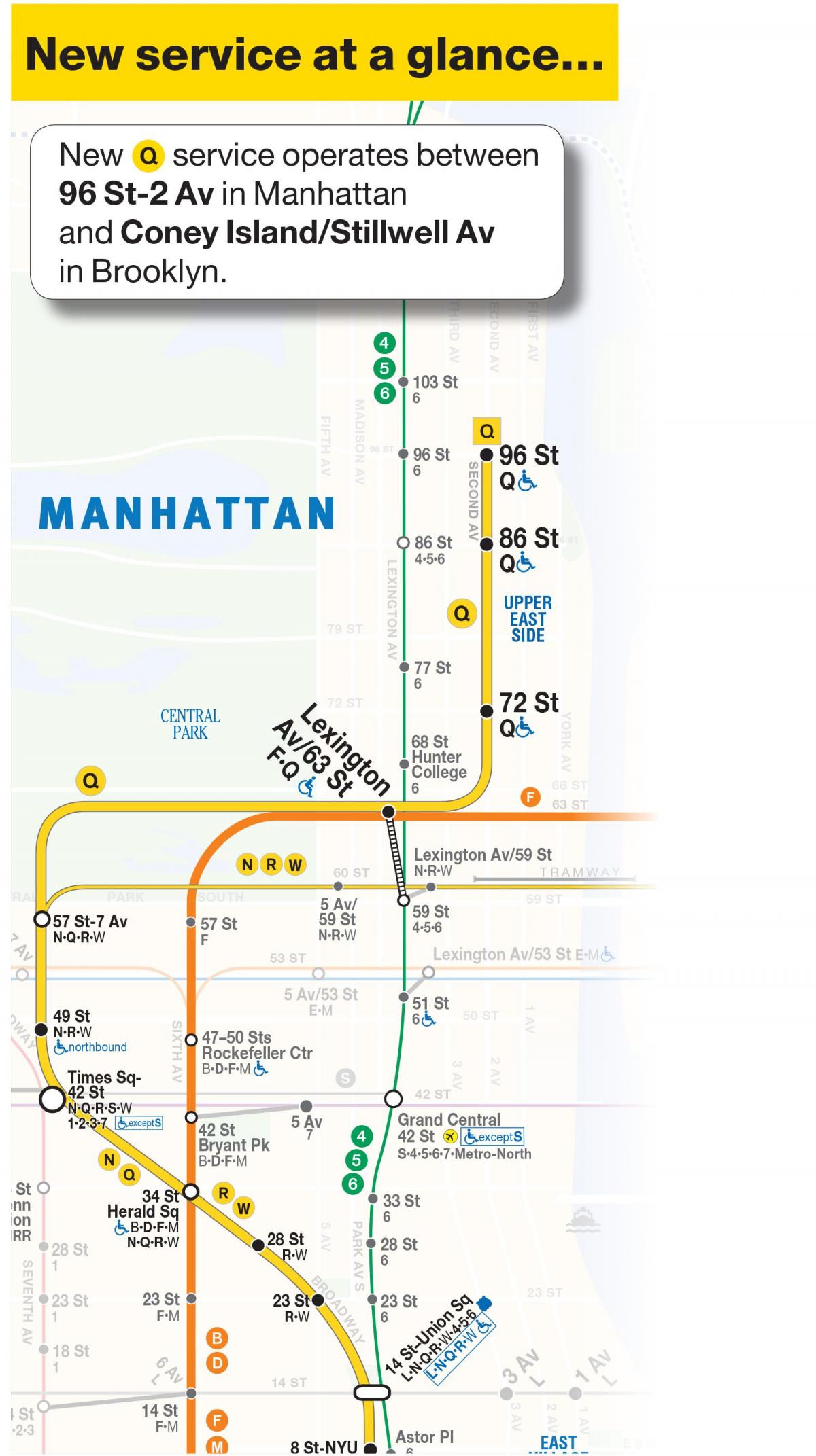 MTA q train map - Map of q train (New York - USA)