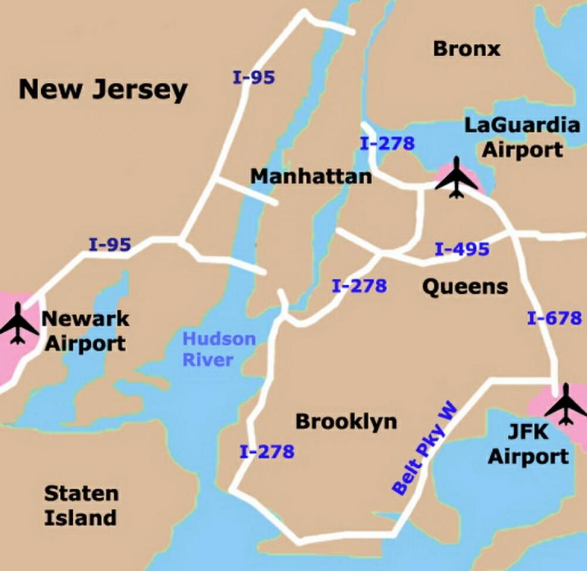 New York area airports map