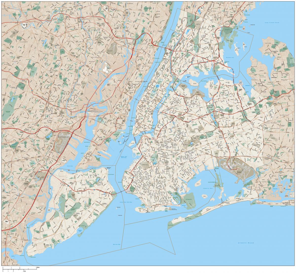 detailed map of New York City