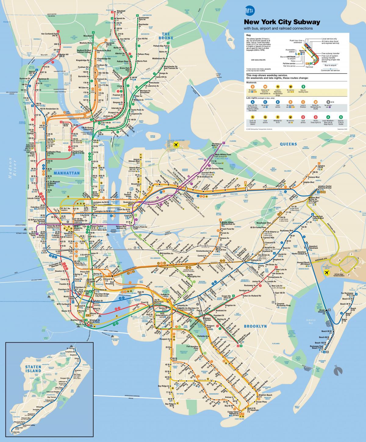 New York street map with subway stations
