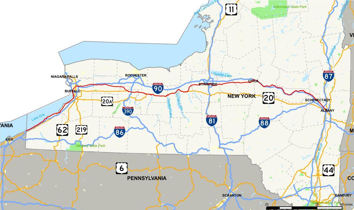 New York tolls map - Map of New York tolls (New York - USA)