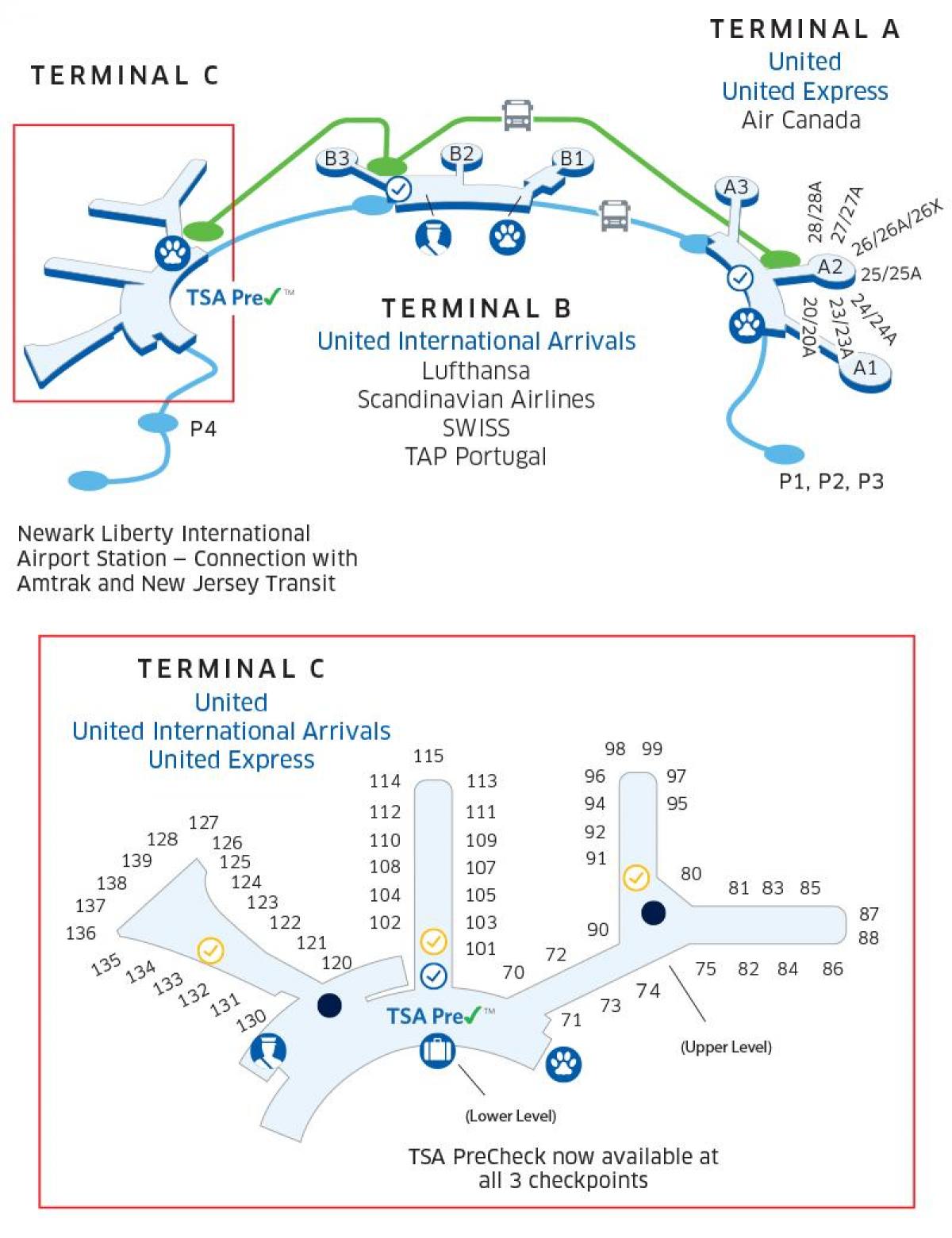 Newark airport map united