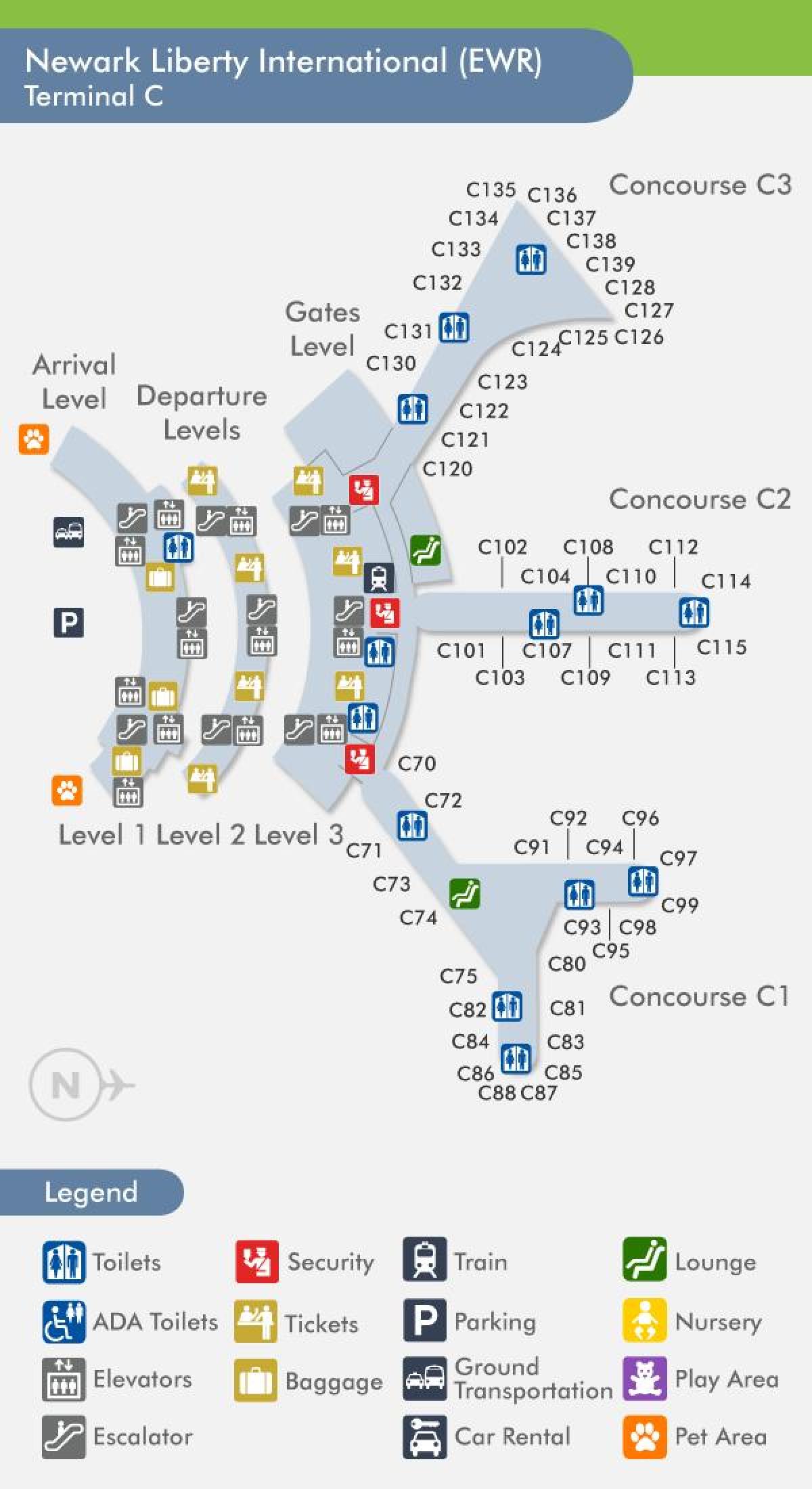 map of Newark terminal c
