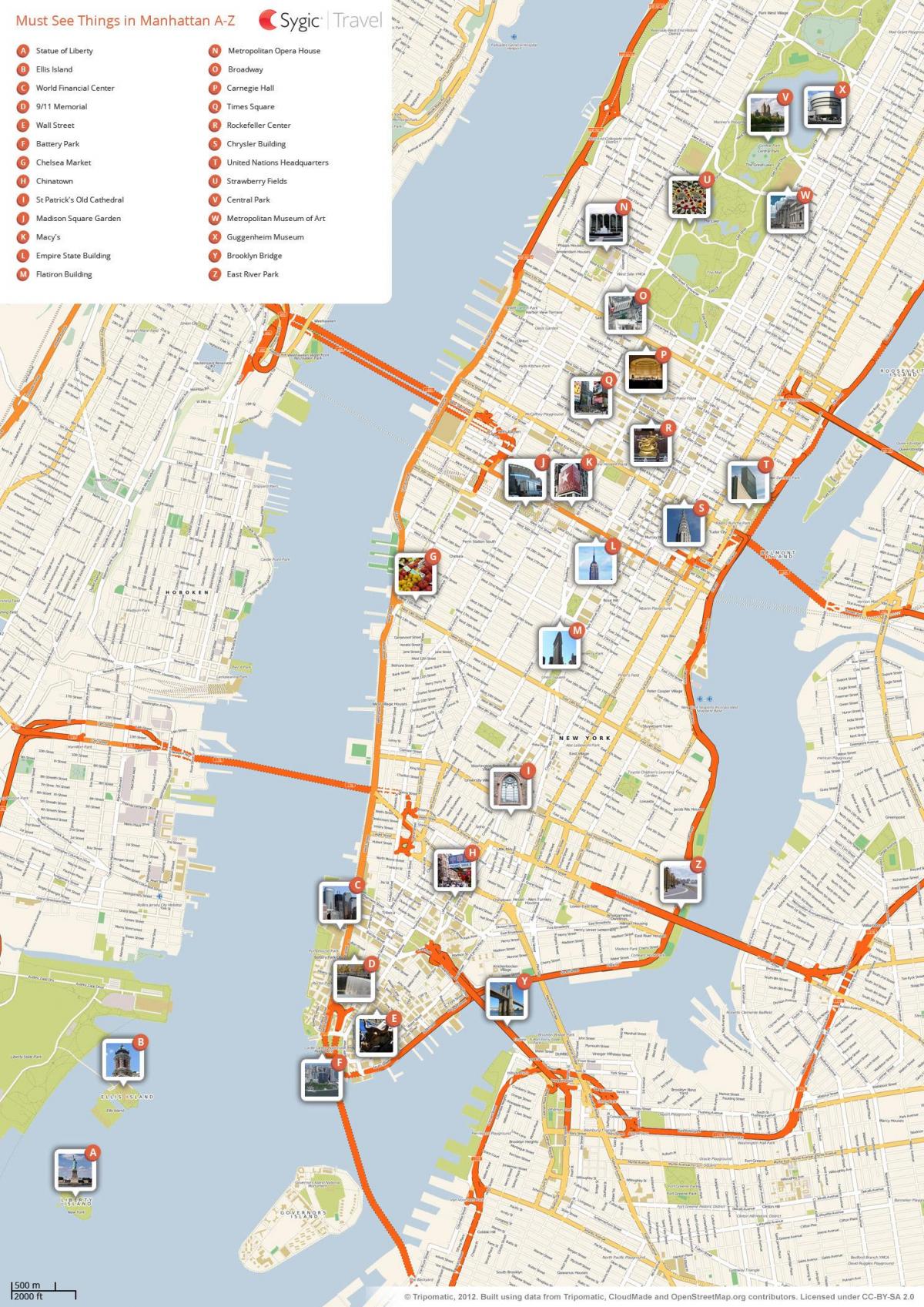 NYC map with landmarks