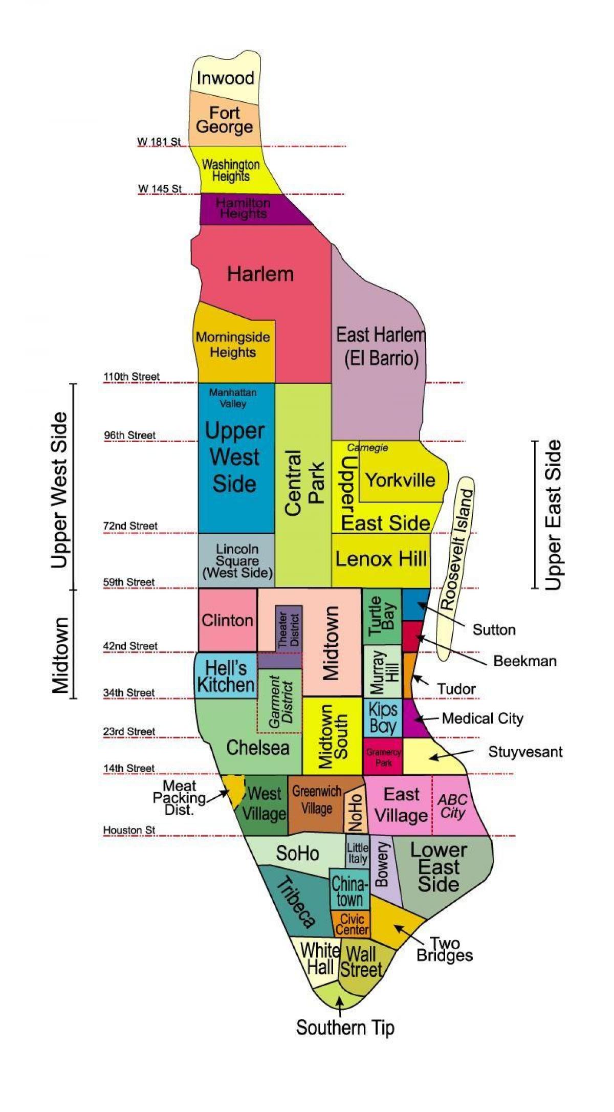 map of NYC with neighborhood names