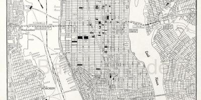 Black and white New York City map - Black and white NYC map (New York ...