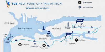 NYC marathon route map - New York marathon route map (New York - USA)